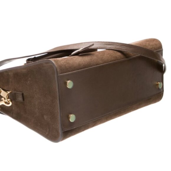 Yves Saint Laurent Brown Suede Monogramme Cabas Bag - Picture 2 of 5